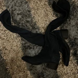 Zara navy blue tight high boots